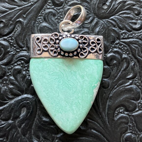 Larimar and Variscite Pendant Crystal Stone Jewelry - Picture 1 of 8